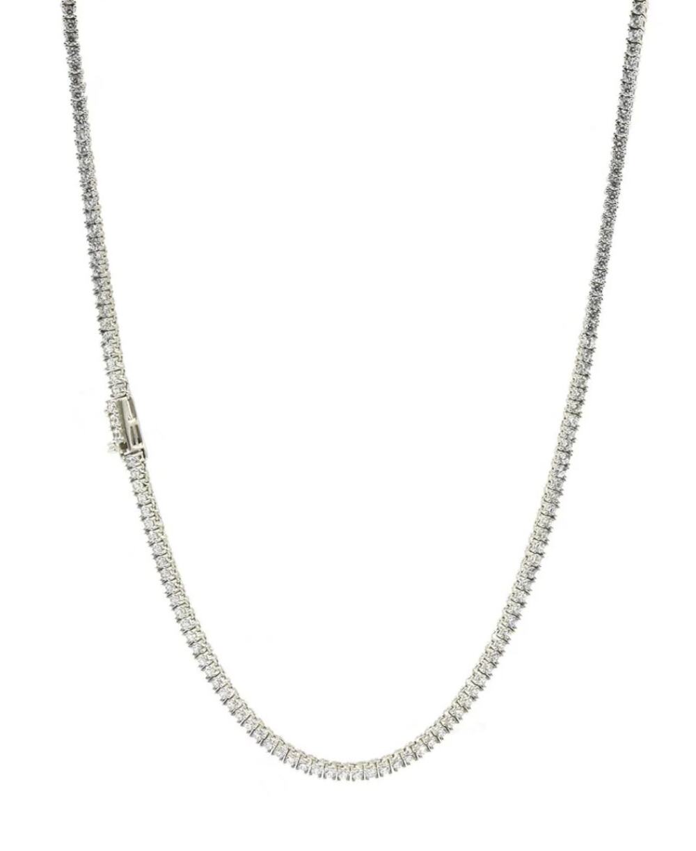 2mm 925 Sterling Silver Tennis Chain Necklace 20" Cubic Zirconia